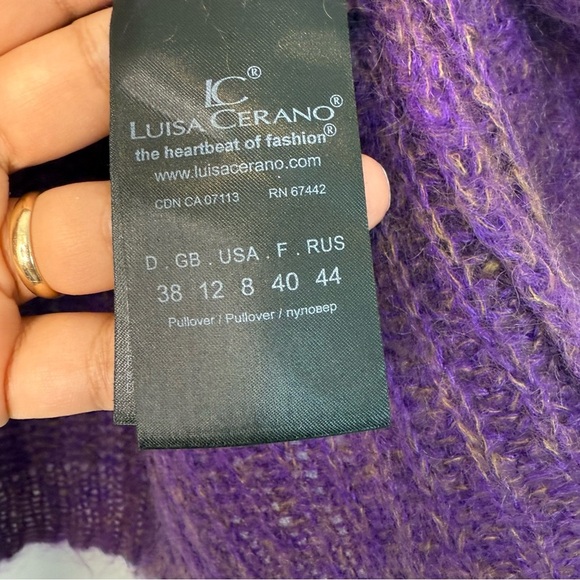 LUISA CERANO® Colorblock Sweater in Mustard and Purple size 38 - Picture 7 of 12